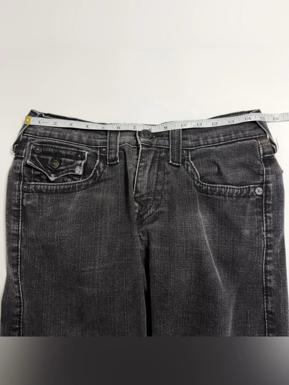 True Religion Ricky Straight Jeans 30x32.5 Black Gray Wash Made in USA